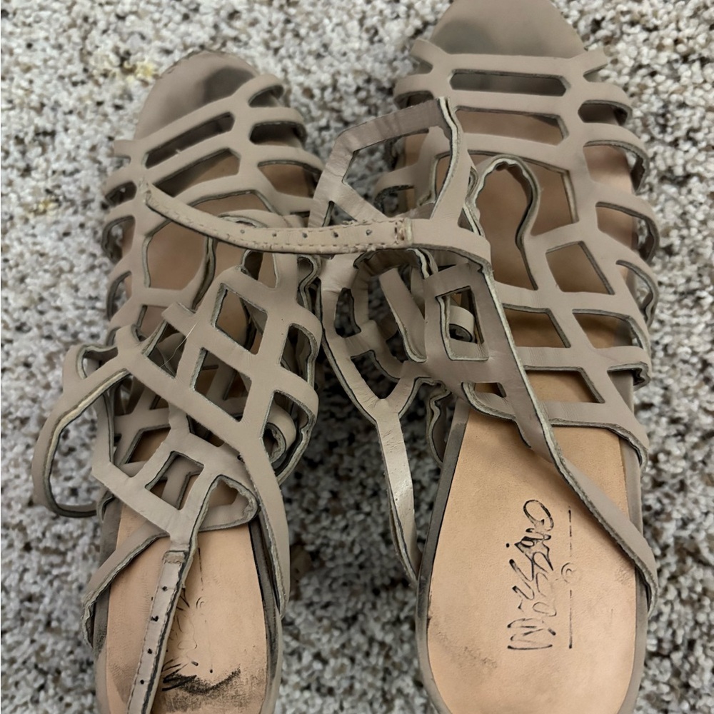 WW Women's Beige Strappy Heels
